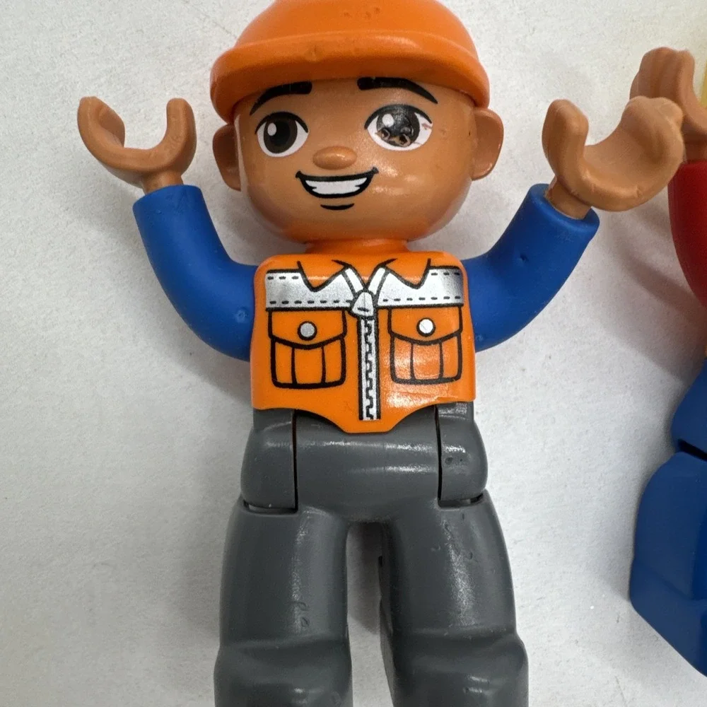 Lego Duplo Figure Pilot Airplane Helicopter Orange Vest And Construction